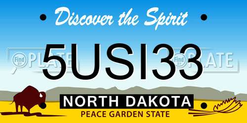 5USI33 North Dakota License Plate