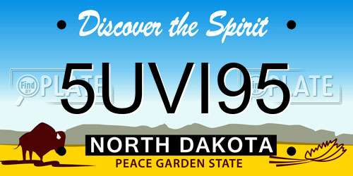 5UVI95 North Dakota License Plate
