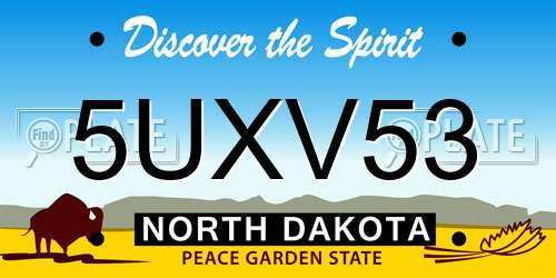5UXV53 North Dakota License Plate