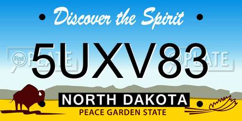 5UXV83 North Dakota License Plate