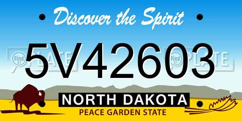 5V42603 North Dakota License Plate
