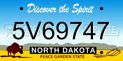 5V69747 North Dakota License Plate