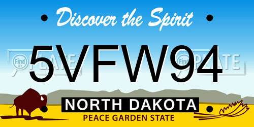 5VFW94 North Dakota License Plate
