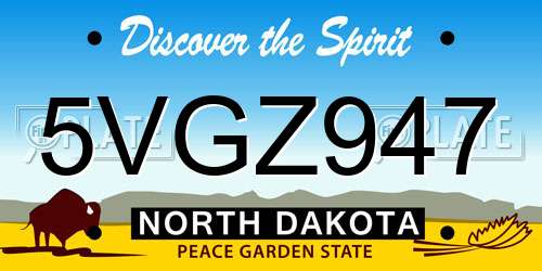 5VGZ947 North Dakota License Plate