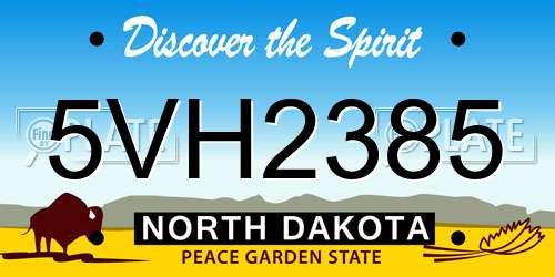 5VH2385 North Dakota License Plate