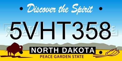 5VHT358 North Dakota License Plate