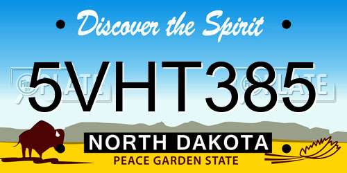 5VHT385 North Dakota License Plate