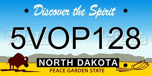 5VOP128 North Dakota License Plate