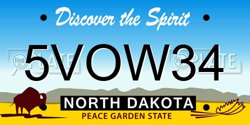 5VOW34 North Dakota License Plate