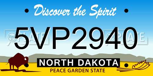 5VP2940 North Dakota License Plate