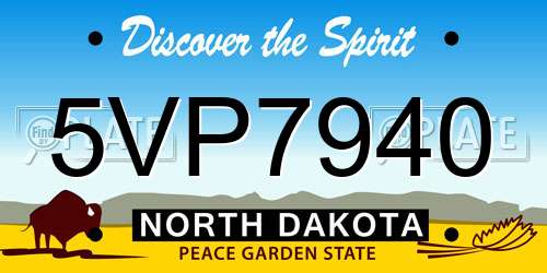 5VP7940 North Dakota License Plate
