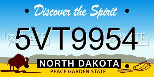 5VT9954 North Dakota License Plate