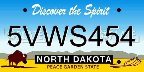 5VWS454 North Dakota License Plate