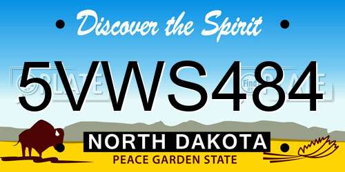 5VWS484 North Dakota License Plate
