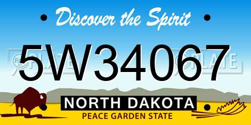 5W34067 North Dakota License Plate