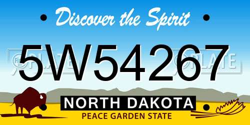 5W54267 North Dakota License Plate