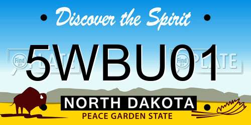 5WBU01 North Dakota License Plate