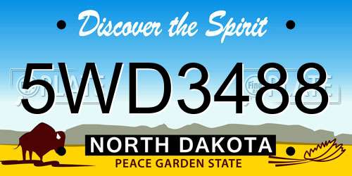 5WD3488 North Dakota License Plate