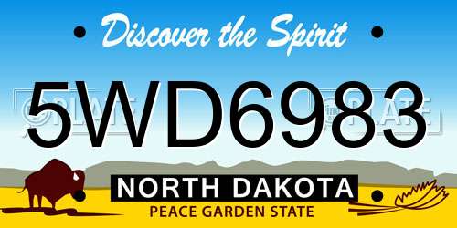 5WD6983 North Dakota License Plate