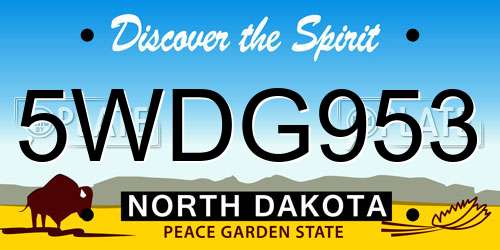 5WDG953 North Dakota License Plate