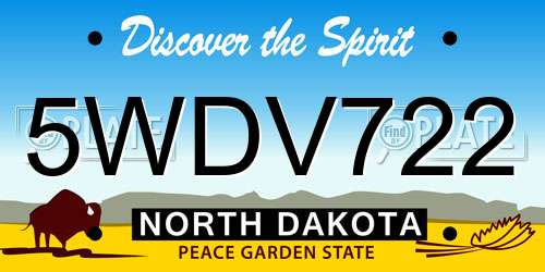 5WDV722 North Dakota License Plate