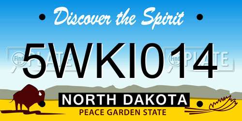 5WKI014 North Dakota License Plate