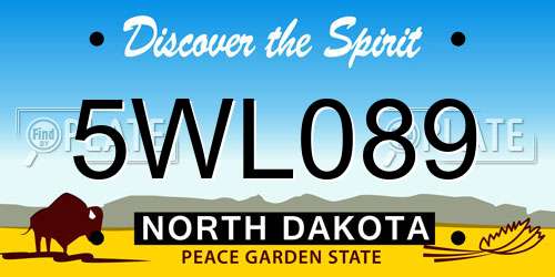 5WL089 North Dakota License Plate