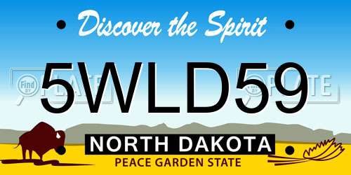 5WLD59 North Dakota License Plate