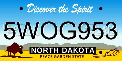 5WOG953 North Dakota License Plate