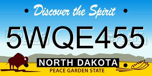 5WQE455 North Dakota License Plate