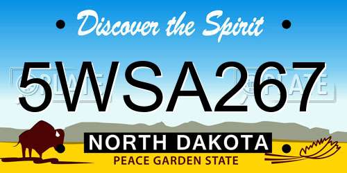 5WSA267 North Dakota License Plate