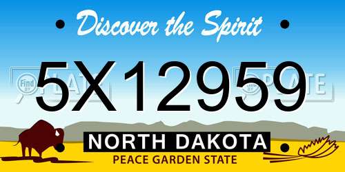 5X12959 North Dakota License Plate