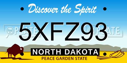 5XFZ93 North Dakota License Plate