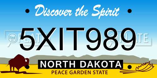 5XIT989 North Dakota License Plate