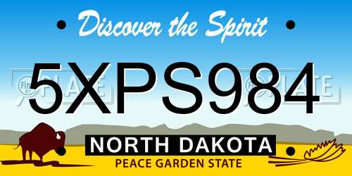 5XPS984 North Dakota License Plate