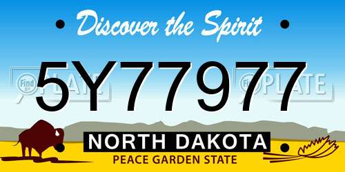 5Y77977 North Dakota License Plate