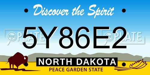 5Y86E2 North Dakota License Plate