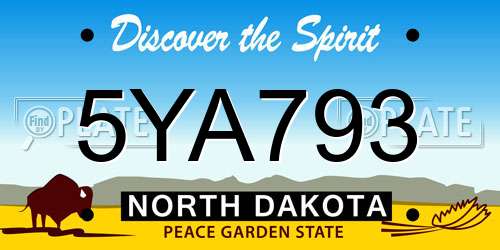 5YA793 North Dakota License Plate