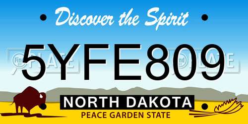 5YFE809 North Dakota License Plate