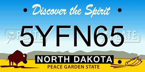 5YFN65 North Dakota License Plate