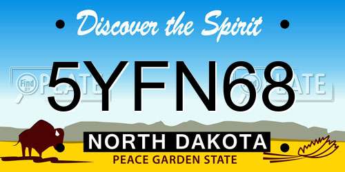 5YFN68 North Dakota License Plate