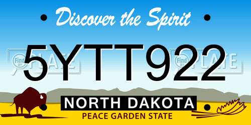 5YTT922 North Dakota License Plate