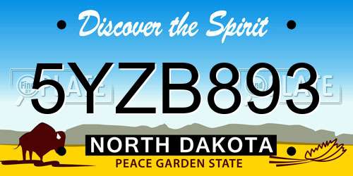 5YZB893 North Dakota License Plate