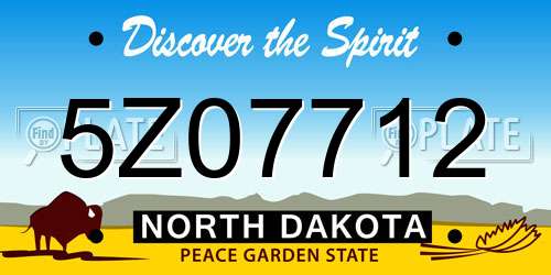 5Z07712 North Dakota License Plate