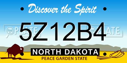 5Z12B4 North Dakota License Plate