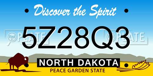 5Z28Q3 North Dakota License Plate