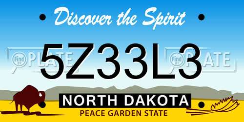 5Z33L3 North Dakota License Plate
