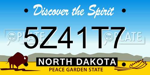 5Z41T7 North Dakota License Plate