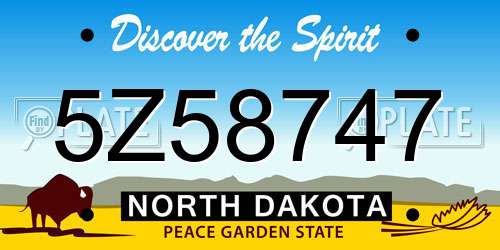 5Z58747 North Dakota License Plate