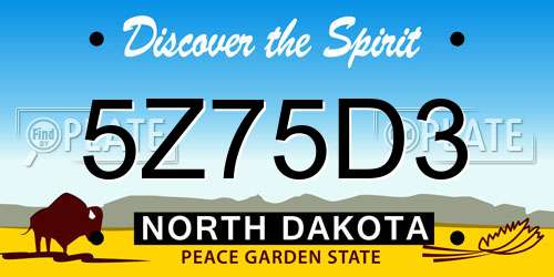 5Z75D3 North Dakota License Plate